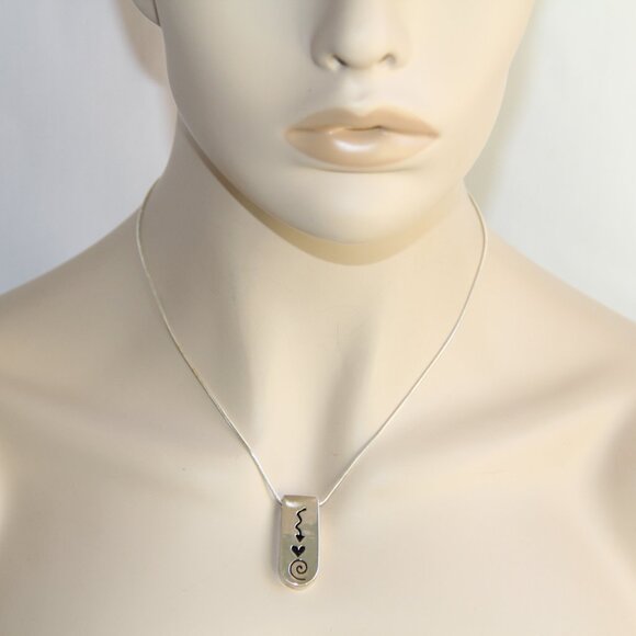 Sterling Silver Arrow-Heart-Swirl Pendant Necklace. RARE  Intriguing - Picture 2 of 10